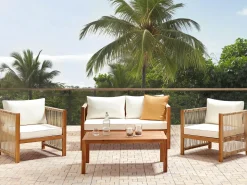 Set da giardino con tavolo 4 posti ANTRIA Legno d'acacia Beige
