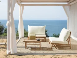 Set da giardino con tavolo 2 posti TODI Bambù Bianco sporco