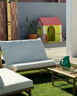 Set da giardino con tavolo 2 posti TODI Bambù Bianco sporco