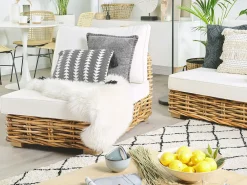 Set da giardino con tavolo 4 posti VARALLO Lato Sinistro Modulare Rattan Naturale