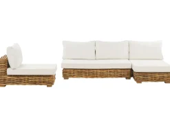 Set da giardino con tavolo 4 posti VARALLO Lato Sinistro Modulare Rattan Naturale
