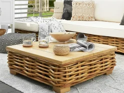 Set da giardino con tavolo 4 posti VARALLO Lato Sinistro Modulare Rattan Naturale