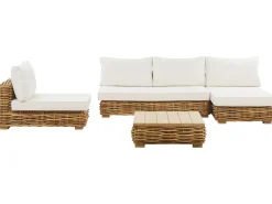 Set da giardino con tavolo 4 posti VARALLO Lato Sinistro Modulare Rattan Naturale