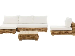 Set da giardino con tavolo 4 posti VARALLO Lato Sinistro Modulare Rattan Naturale