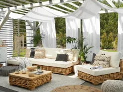Set da giardino con tavolo 4 posti VARALLO Lato Sinistro Modulare Rattan Naturale