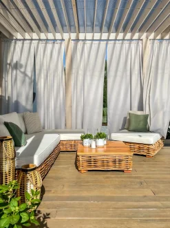 Set da giardino con tavolo 4 posti VARALLO Lato Sinistro Modulare Rattan Naturale