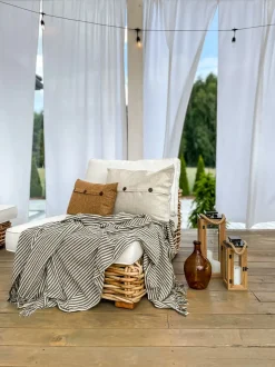 Set da giardino con tavolo 4 posti VARALLO Lato Sinistro Modulare Rattan Naturale