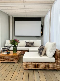 Set da giardino con tavolo 4 posti VARALLO Lato Sinistro Modulare Rattan Naturale