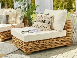 Set da giardino con tavolo 4 posti VARALLO Lato Sinistro Modulare Rattan Naturale