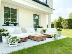 Set da giardino con tavolo 4 posti VARALLO Lato Sinistro Modulare Rattan Naturale