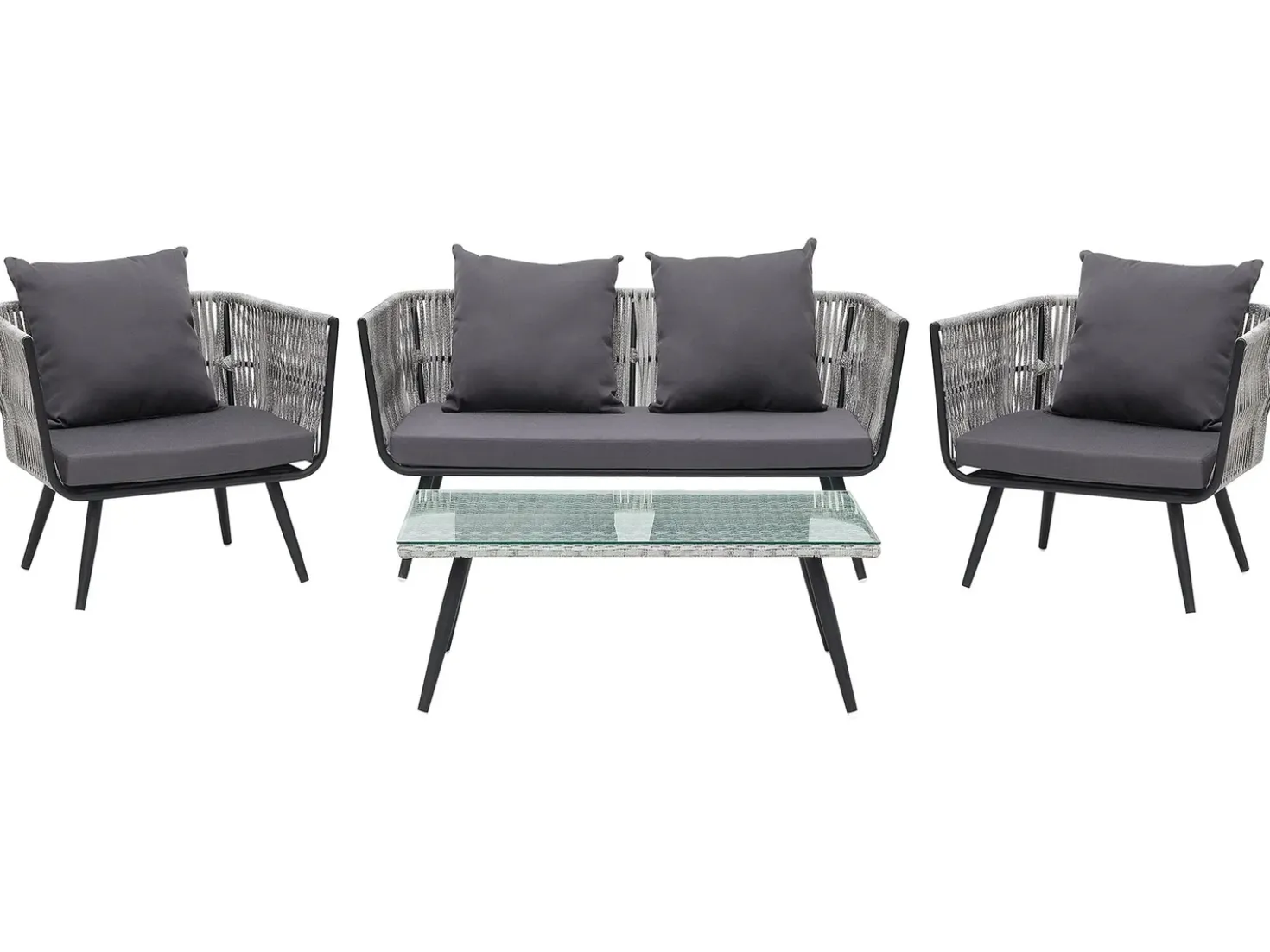Set da giardino con tavolo 4 posti RAGUSA Rattan sintetico (PE) Grigio