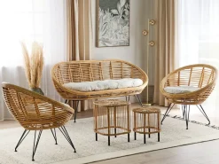 Set da giardino con tavolo 4 posti MARATEA/CESENATICO Rattan Naturale