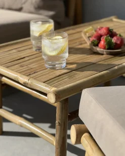 Set da giardino con tavolo 2 posti TODI Bambù Tortora