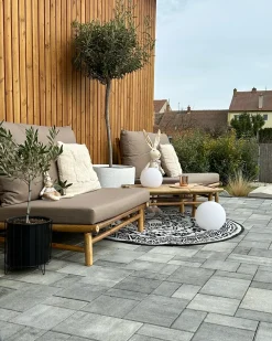 Set da giardino con tavolo 2 posti TODI Bambù Tortora