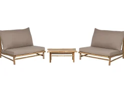 Set da giardino con tavolo 2 posti TODI Bambù Tortora