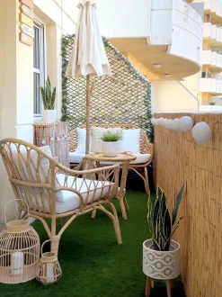 Set da giardino con tavolo 4 posti SIBARI Rattan Naturale