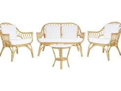 Set da giardino con tavolo 4 posti SIBARI Rattan Naturale