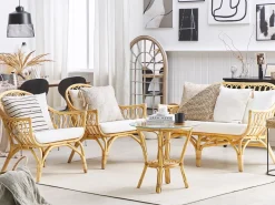 Set da giardino con tavolo 4 posti SIBARI Rattan Naturale
