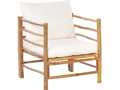 Set da giardino con tavolo 6 posti CERRETO Bambù Bianco sporco