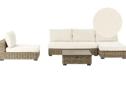 Set da giardino con tavolo 4 posti VARALLO Lato Sinistro Modulare Rattan Grigio