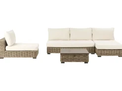 Set da giardino con tavolo 4 posti VARALLO Lato Sinistro Modulare Rattan Grigio