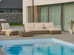 Set da giardino con tavolo 4 posti VARALLO Lato Sinistro Modulare Rattan Grigio