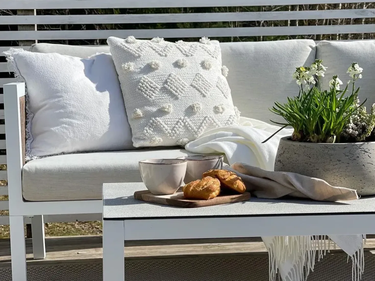 Set da giardino con tavolo 5 posti BORELLO Metallo Bianco