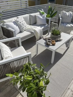 Set da giardino con tavolo 5 posti BORELLO Metallo Bianco