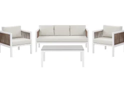 Set da giardino con tavolo 5 posti BORELLO Metallo Bianco