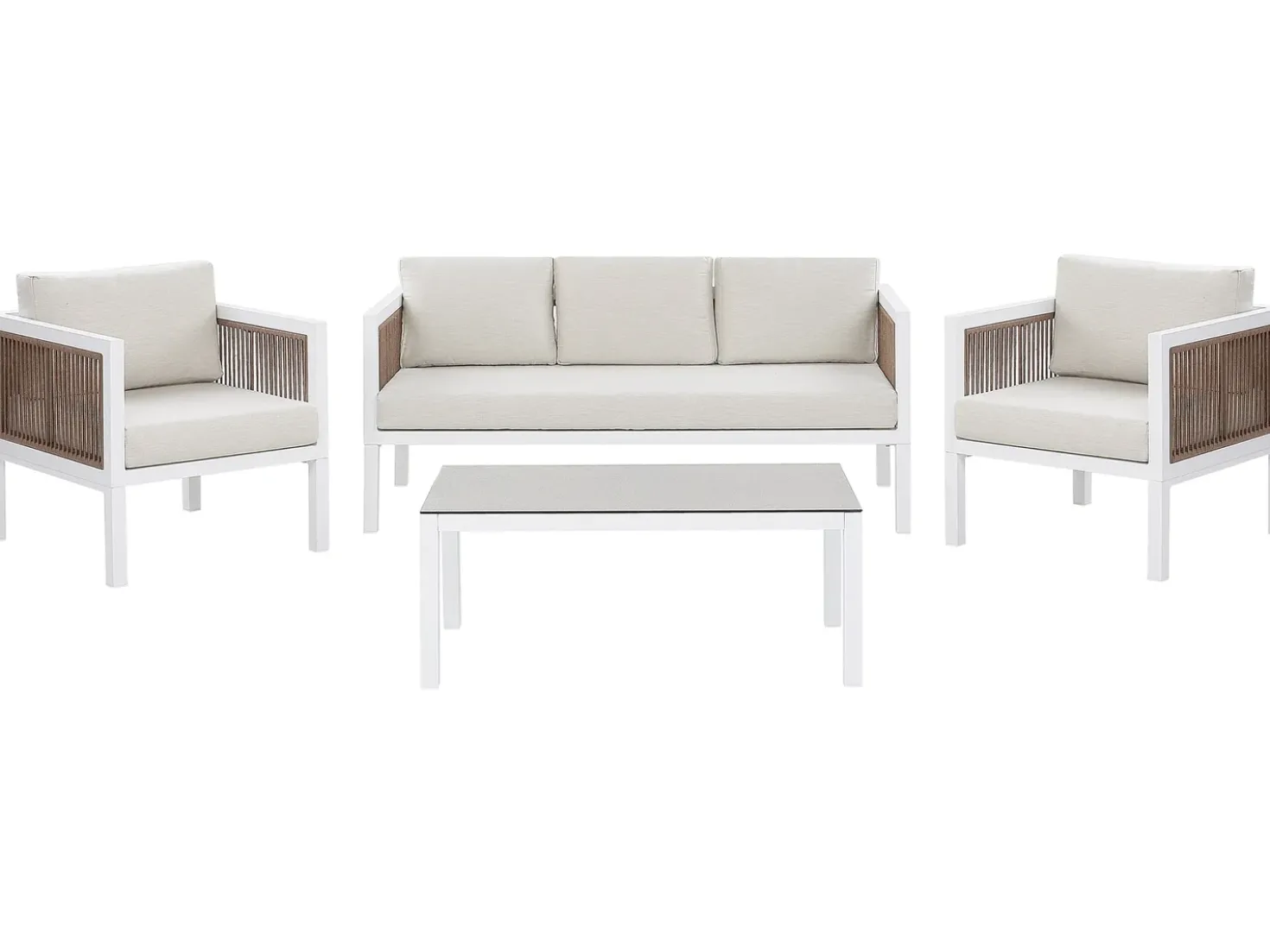 Set da giardino con tavolo 5 posti BORELLO Metallo Bianco