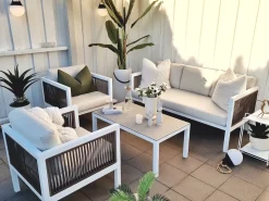 Set da giardino con tavolo 5 posti BORELLO Metallo Bianco