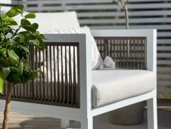 Set da giardino con tavolo 5 posti BORELLO Metallo Bianco