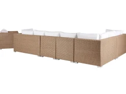Set da giardino con tavolo 8 posti XXL Lato destro Modulare Rattan sintetico (PE) Beige sabbia