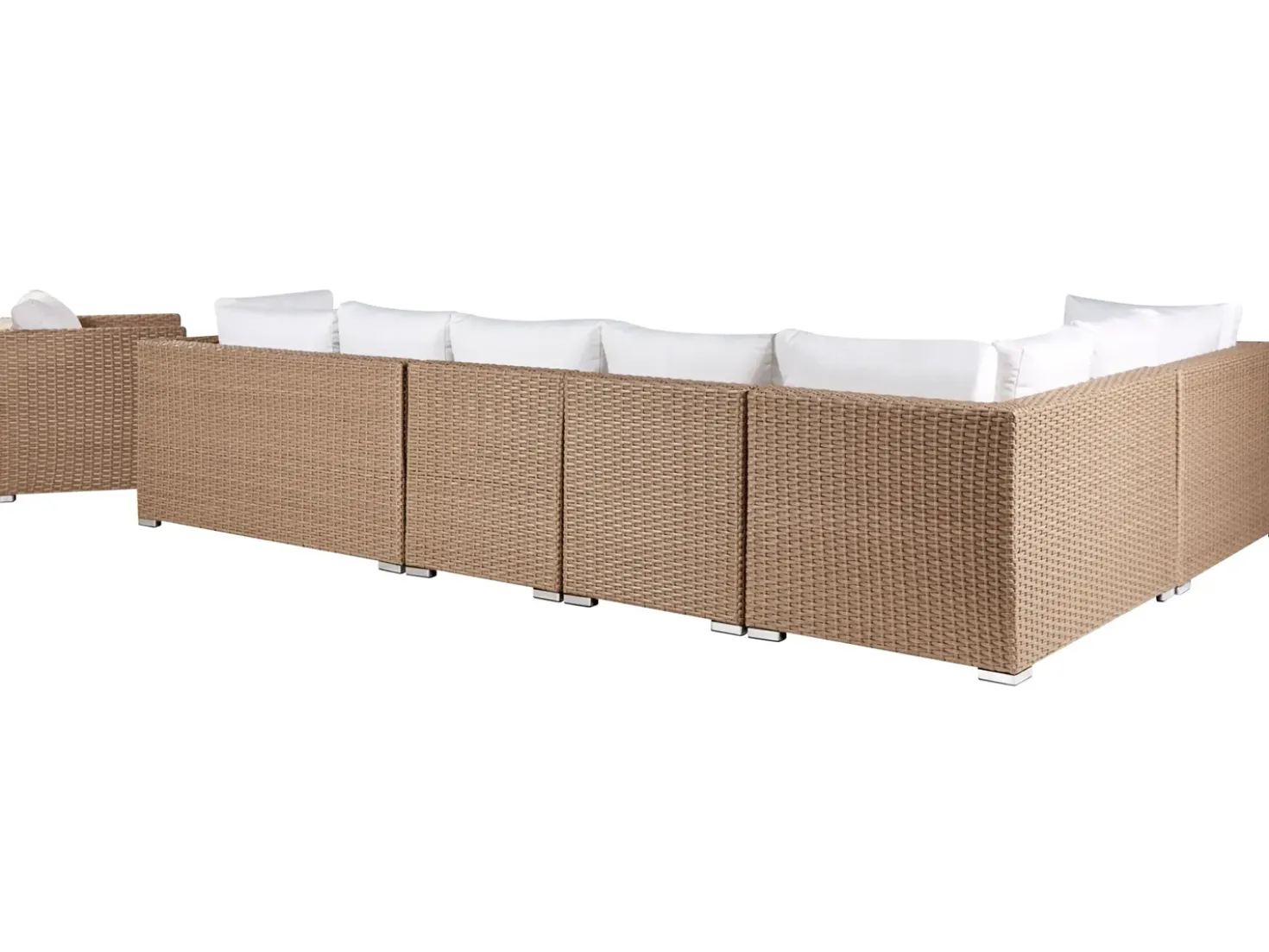 Set da giardino con tavolo 8 posti XXL Lato destro Modulare Rattan sintetico (PE) Beige sabbia