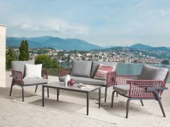 Set da giardino con tavolo 4 posti SCIACCA Metallo Grigio