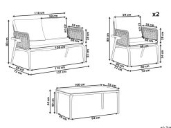 Set da giardino con tavolo 4 posti SCIACCA Metallo Grigio