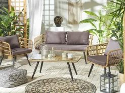 Set da giardino con tavolo 4 posti FOBELLO Rattan sintetico (PE) Beige