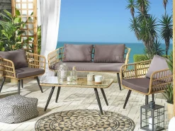 Set da giardino con tavolo 4 posti FOBELLO Rattan sintetico (PE) Beige