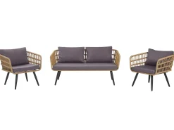 Set da giardino con tavolo 4 posti FOBELLO Rattan sintetico (PE) Beige