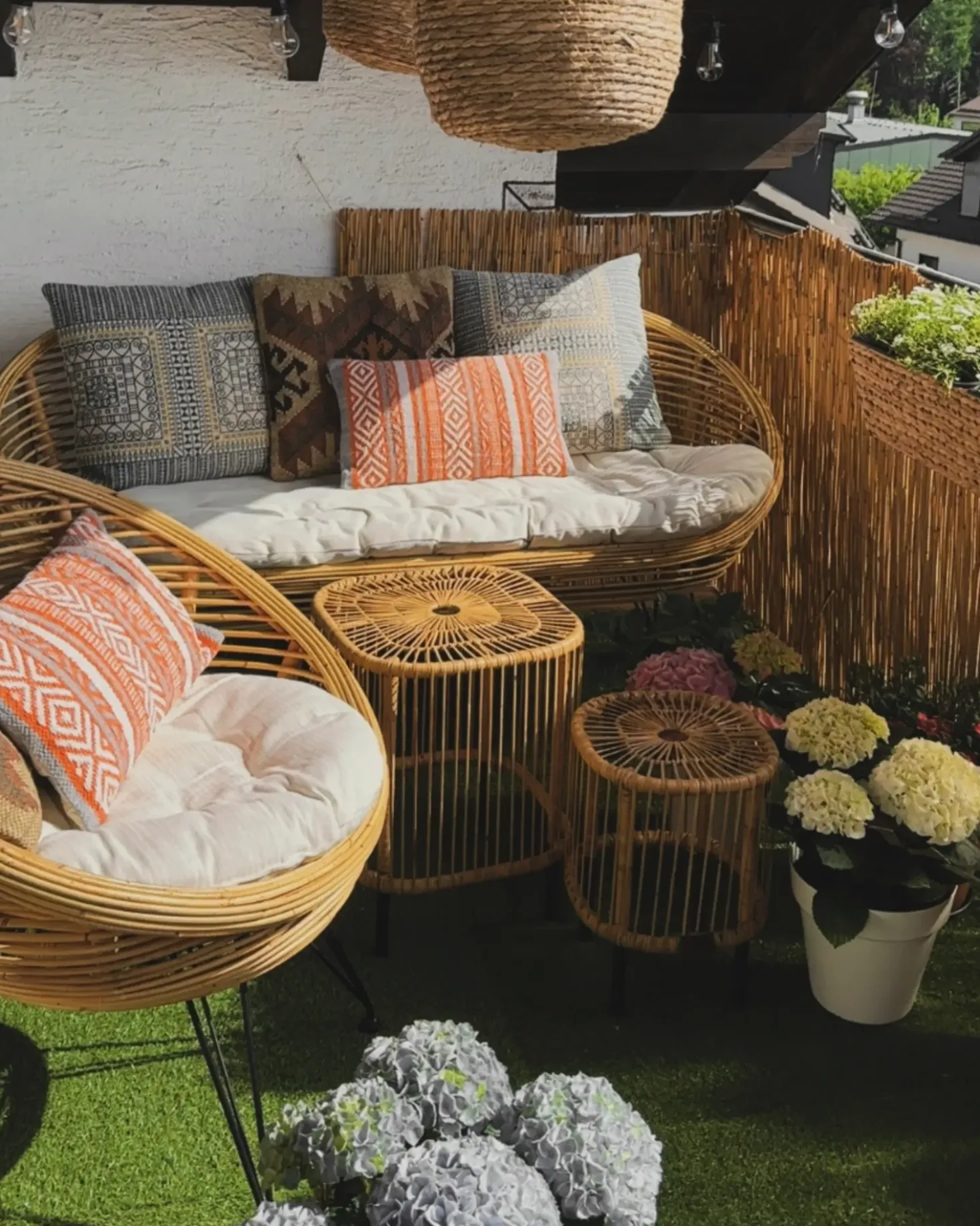 Set da giardino con tavolo 3 posti MARATEA/CESENATICO Rattan Naturale