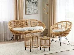 Set da giardino con tavolo 3 posti MARATEA/CESENATICO Rattan Naturale