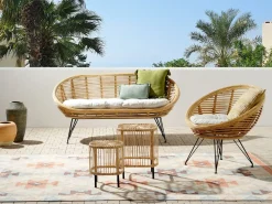 Set da giardino con tavolo 3 posti MARATEA/CESENATICO Rattan Naturale