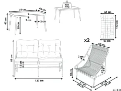 Set da giardino con tavolo 4 posti MOLVENO Metallo Beige/Verde