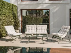 Set da giardino con tavolo 4 posti MOLVENO Metallo Beige/Verde