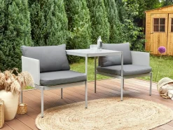 Set da giardino con tavolo 2 posti TERRACINA Metallo Grigio chiaro