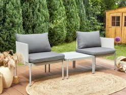 Set da giardino con tavolo 2 posti TERRACINA Metallo Grigio chiaro