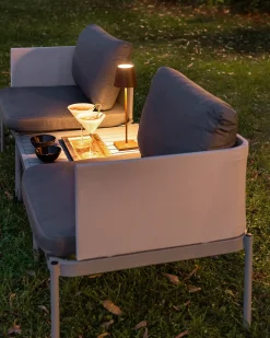 Set da giardino con tavolo 2 posti TERRACINA Metallo Grigio chiaro