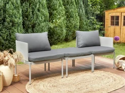 Set da giardino con tavolo 2 posti TERRACINA Metallo Grigio chiaro