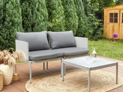 Set da giardino con tavolo 2 posti TERRACINA Metallo Grigio chiaro