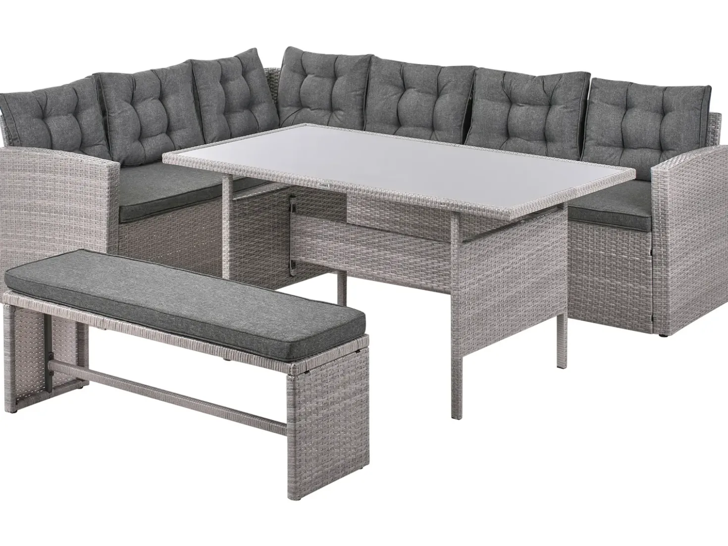 Set da giardino con tavolo 8 posti VITERBO con cuscini Rattan sintetico (PE) Grigio